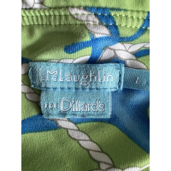 JMcLaughlin Strapless Maxi Dress Nautical Rope Starfish Print Green Blue‎ L - Picture 5 of 7